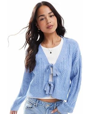ONLY Tie Front Knitted Cardigan - Blue