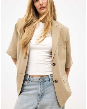 NA-KD Short Sleeve Blazer - Natural