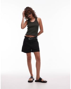 Mango Straight High Waist Denim Short - White