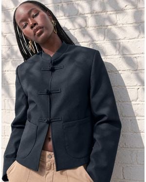 ASOS Boxy Throw On Mandarin Collar Blazer - Black