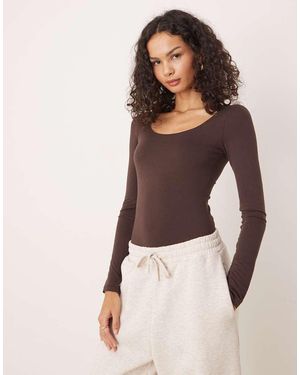 Gina Tricot Body A Maniche Lunghe - Marrone