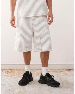 Reclaimed (vintage) Denim Pinstripe Carpenter Short Co-ord - Natural