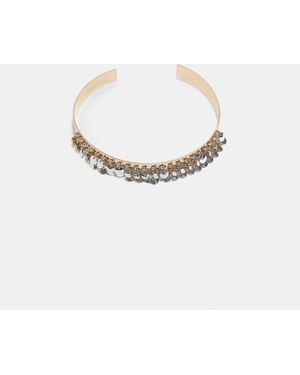 Stradivarius Collier ras du cou médaillon doré - Jaune