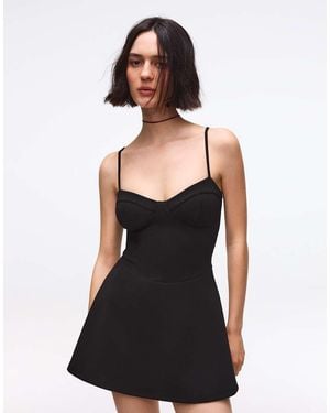 Bershka Mini Strappy Corset Dress - Black