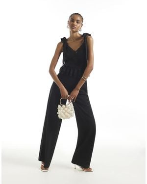 River Island Lace Corset Jumpsuit - Blue