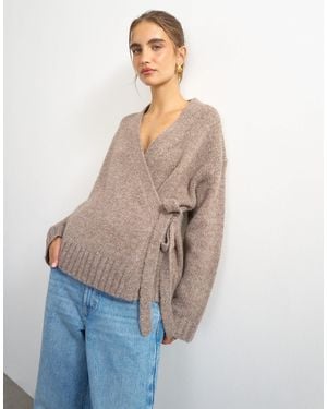 TOPSHOP Gestrickte wickel-strickjacke - Blau