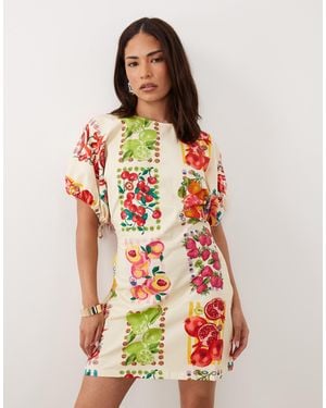 Never Fully Dressed Petite Short Sleeve Tie Back A Line Mini Dress - Red