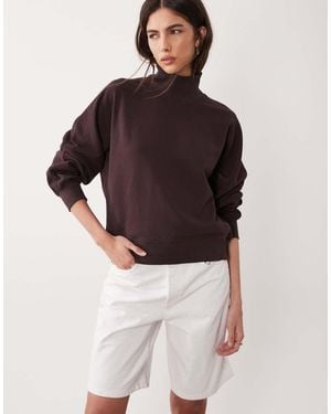ARKET High Neck Sweatshirt With Deep Cuff - Brown