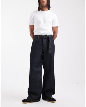 Levi's Vaqueros Azul Añil Oscuro Holgados Con Costuras Retorcidas De -Negro - Blanco