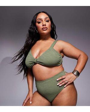 South Beach Slip Bikini Sgambati A Vita Alta Kaki - Verde