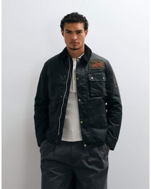 Barbour Workerjack Met Badge En Gewaxte Afwerking - Blauw