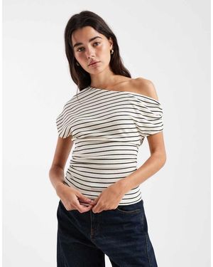 ASOS Fallen Shoulder With Gathered Waist Top - White
