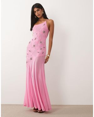 ASOS One Shoulder Embellished Maxi Dress - Pink
