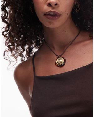 TOPSHOP – felix – kordelkette mit strukturiertem anhänger - Braun
