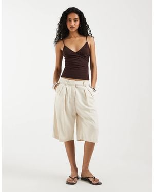 ASOS Tailored Bermuda Short With Linen - Blue