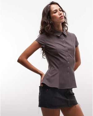 Weekday Cap Sleeve Shirt - Grey