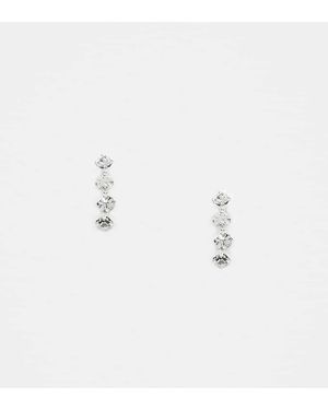 Kingsley Ryan Triple Cubic Zirconia Stud Earrings - White