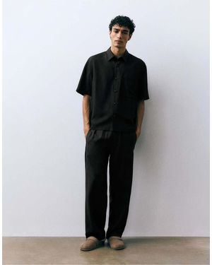 Pull&Bear Short Sleeve Shirt With Pocket - Black