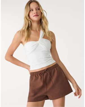 Stradivarius Loose Shorts With Elasticated Waistband - Brown