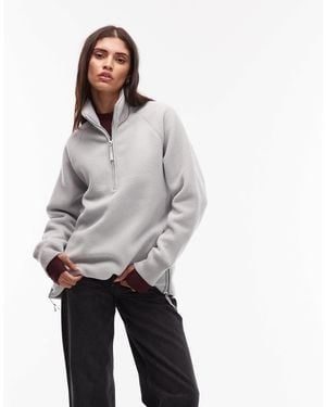 ARKET Pull On Fleece Jacket With Funnel Neck And Raglan Sleeves - Gray