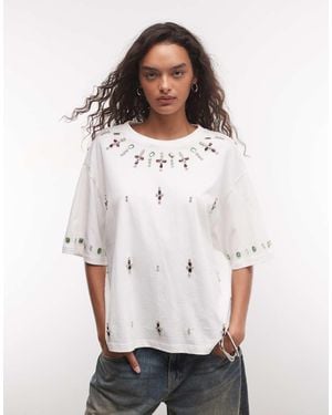 ASOS Oversized Boxy T-Shirt Met Versieringsdetail - Wit