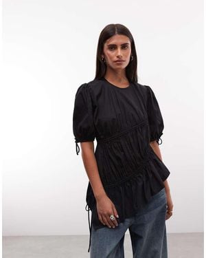 Collusion Channel Detail Blouse - Black