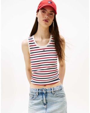 Tommy Hilfiger – geripptes, gestreiftes tanktop - Rot