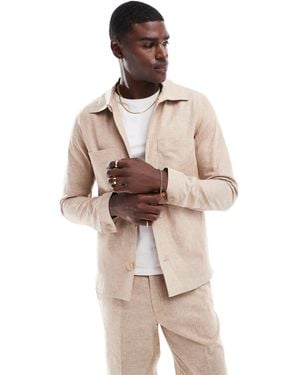 Jack & Jones Premium Linen Mix Casual Suit Jacket - Natural