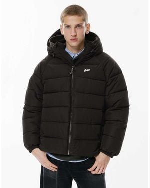 Pull&Bear Stwd Hooded Puffer Jacket - Black
