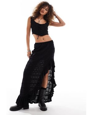 Bailey Rose Asymmetric Hem Maxi Skirt - Black