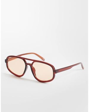 ASOS Angular Aviator Sunglasses - Natural