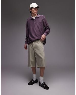 TOPMAN Washed Twill Shorts - Gray