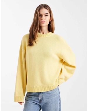 ASOS Knit Wide Sleeve Cotton Blend Sweater - Yellow