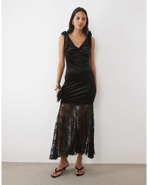 New Look Midi Jurk Met Strikdetail - Zwart