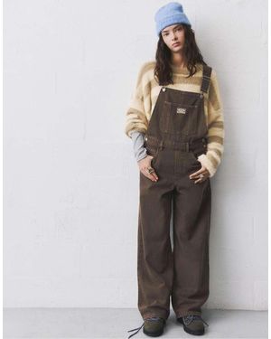 Pull&Bear Washed Finish Balloon Dungarees - Grey