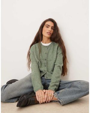 Jdy Crew Neck Cardigan With Wool - Green