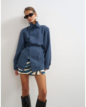 TOPSHOP Oberteil mit stehkragen und bindedetail - Blau