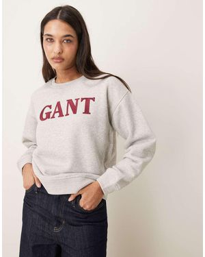 GANT Graphic Logo Crew Neck Jumper - Natural
