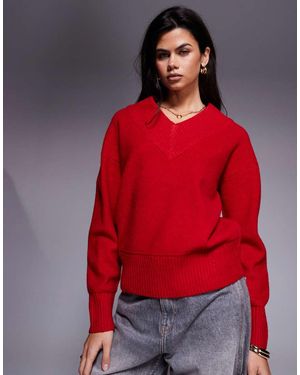 River Island Gebreide Trui Met V-Hals - Rood