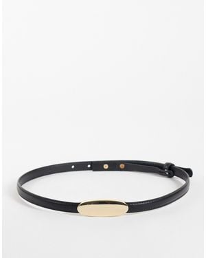 Mango Oval Buckle Slim Belt - Black