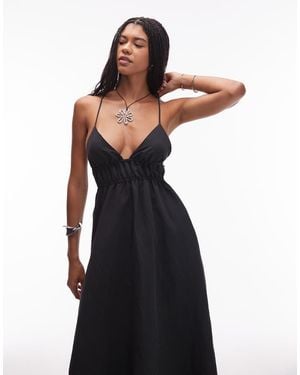 ASOS Strappy Ruched Halter Cami Dress - Black