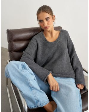 TOPSHOP Strickpullover mit u-ausschnitt - Grau