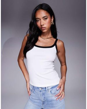 River Island Contrast Seam Detail Cami - White