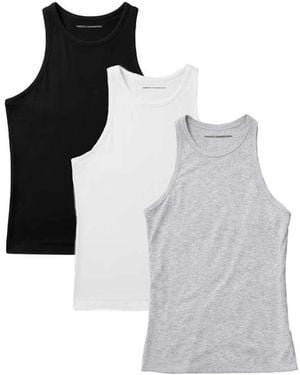 French Connection 3 Pack Cotton Ribbed Crew Neck Racer Back Vests - White
