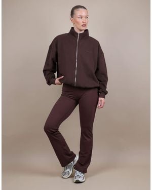 SIMMI Bronte Zip Through Funnel Neck Sweatshirt - Brown