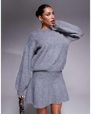 In The Style X Natalya Wright Exclusive Fluffy Balloon Sleeve Jumper Co-ord - Blue