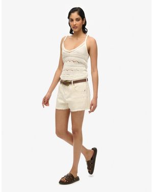 Superdry – jeans-hotpants - Natur