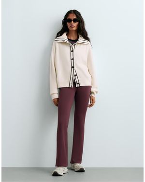 Oysho Cotton Lapel Collar Cardigan - White