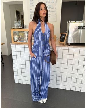 Labelrail X Barbara Ines Stripe Waistcoat Top - Grey