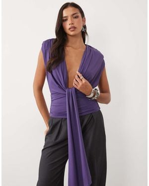 ASOS Shoulder Pad Draped Top - Blue